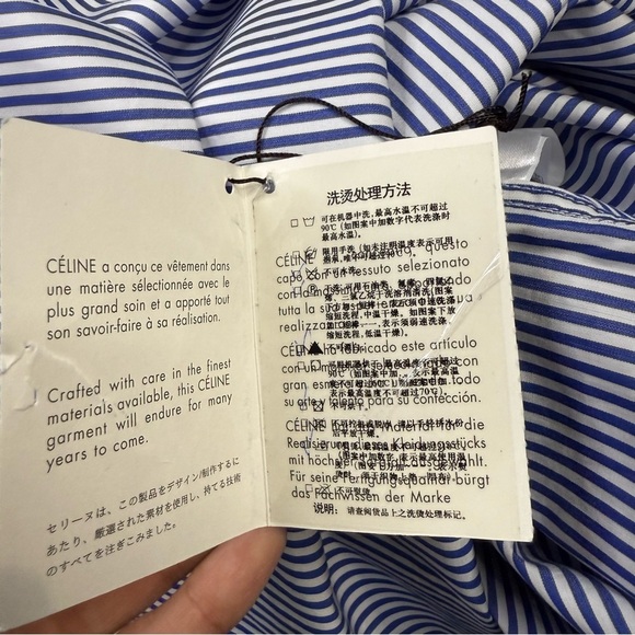 Celine Blue and White Striped Midi Dress - Picture 13 of 16